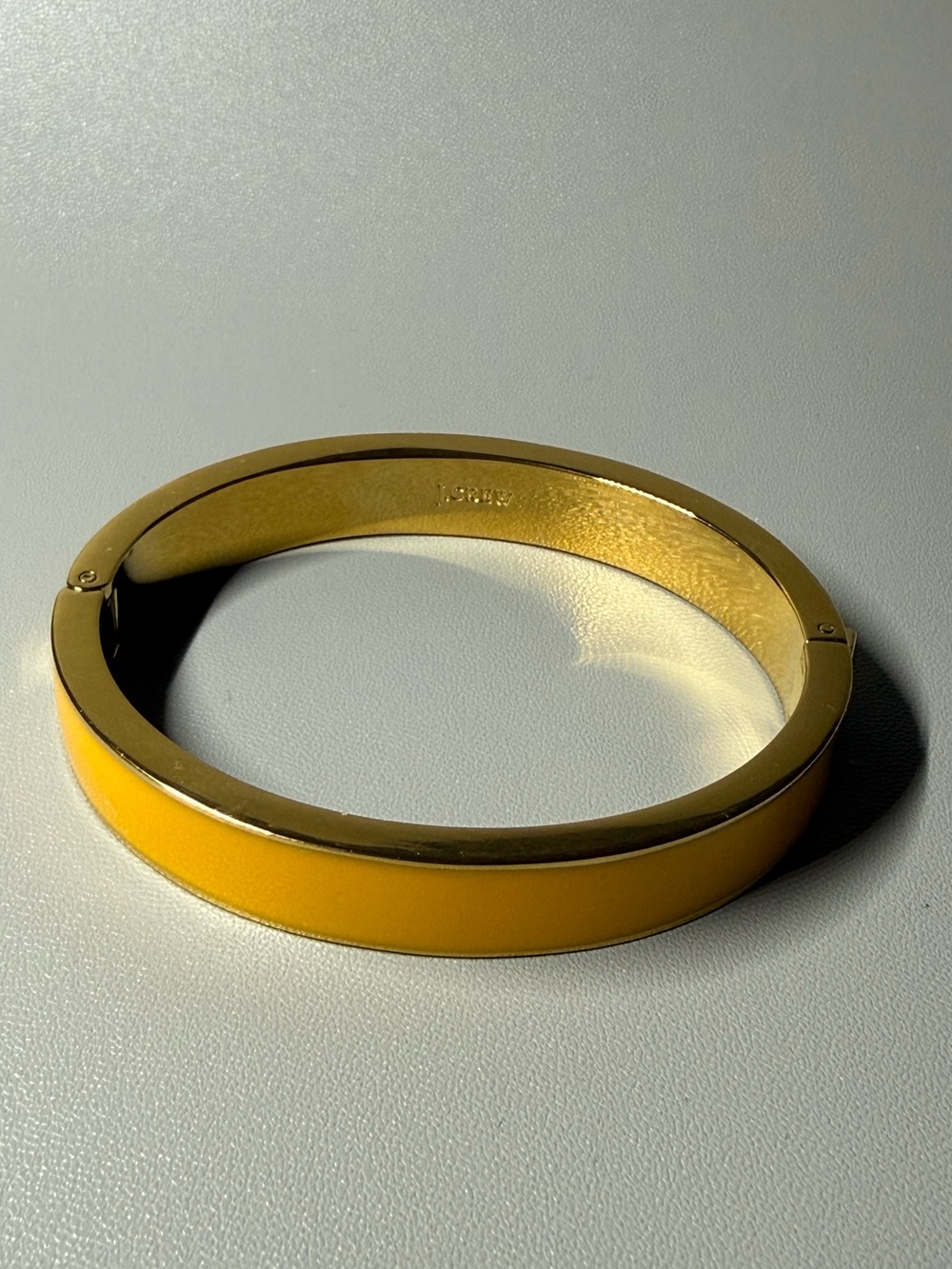 J.Crew Yellow Enamel Gold Tone Hinged Bangle Bracelet
